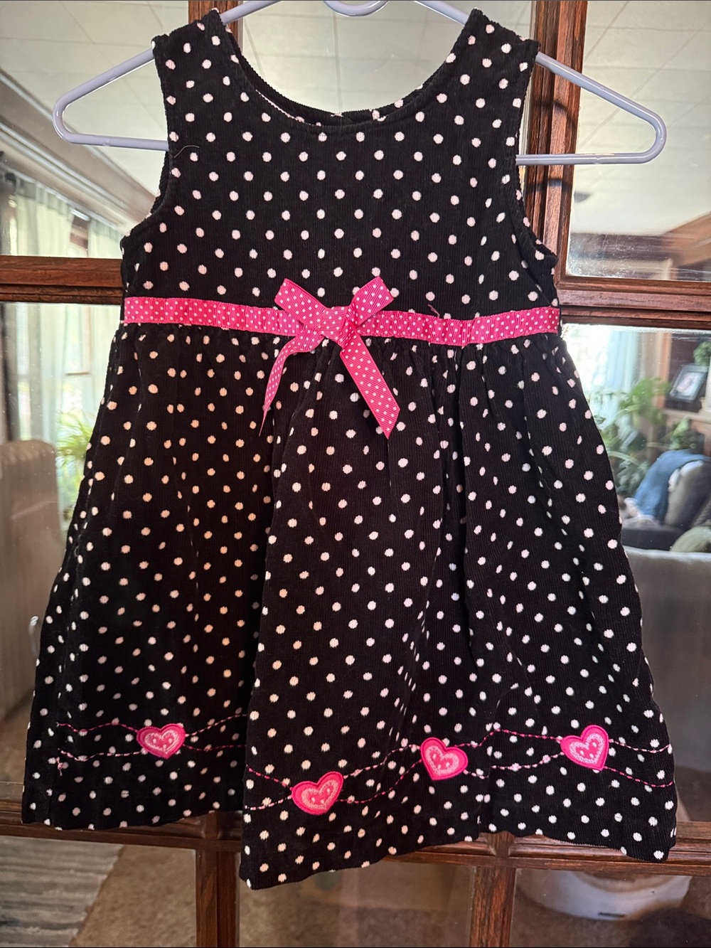 Blueberi Boulevard Black Polka Dot Dress with Pink Accents